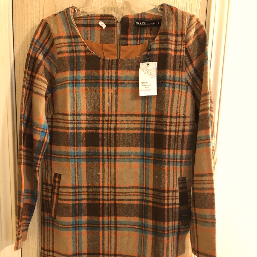 SOLD !!! ZR & ZR Wool Mini Plaid Dress